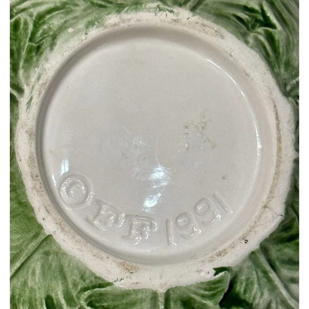 Fitz & Floyd Vegetable Garden Radish/Turnip Leaves Salad Bowl Pink & Green Decor